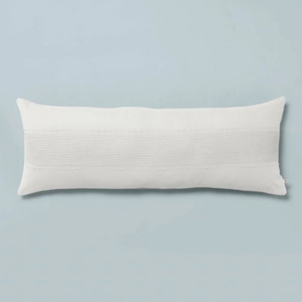 Hearth & Hearth Slub Center Stripe  Oversized Lumbar Oblong Bed Pillow - Picture 5 of 14